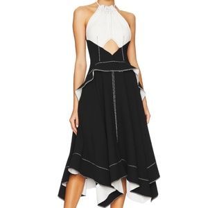 L'Academie Penn Midi Dress in Black & White